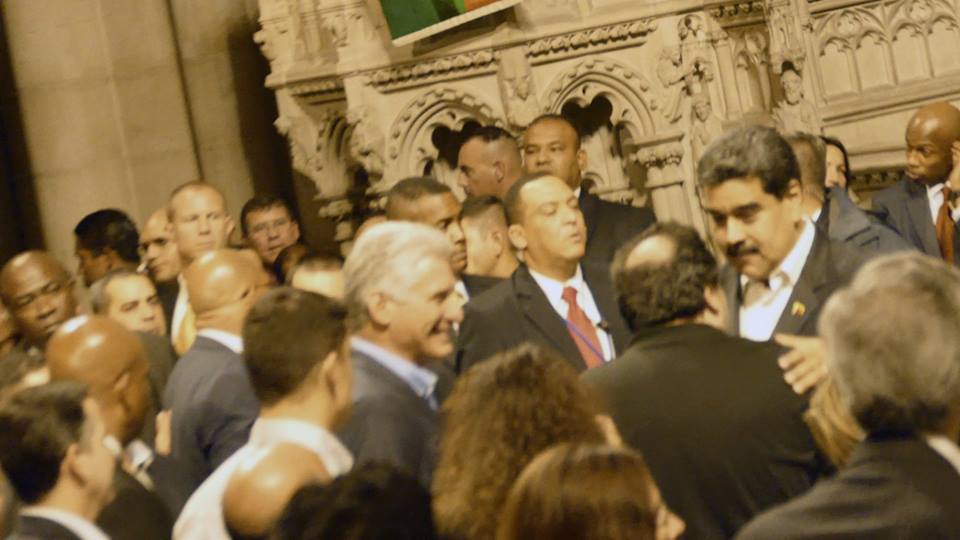 Cuba and Venezuela Presidents Miguel Diaz-Canal Bermudez and Nicolas Maduro Moros at Riverside Church in New York City on 26 September 2018