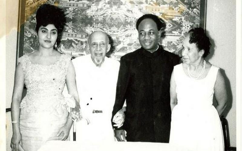 Kwame Nkrumah and Fathia with the Du Boises, August 1963